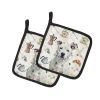 White American Staffordshire Terrier Coffee Bar Pair of Pot Holders Pair 7.5x7.5 Quilted Insulated Hot Pads Decorative Kitchen Gift Made in USA