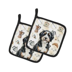 Berndoodle Coffee Bar Pair of Pot Holders Pair 7.5x7.5 Quilted Insulated Hot Pads Decorative Kitchen Gift Made in USA