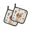 Orange Belton English Setter Coffee Bar Pair of Pot Holders Pair 7.5x7.5 Quilted Insulated Hot Pads Decorative Kitchen Gift Made in USA