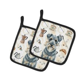 Kerry Blue Terrier Coffee Bar Pair of Pot Holders Pair 7.5x7.5 Quilted Insulated Hot Pads Decorative Kitchen Gift Made in USA