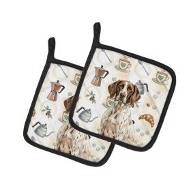 German Shorthaired Pointer Coffee Bar Pair of Pot Holders Pair 7.5x7.5 Quilted Insulated Hot Pads Decorative Kitchen Gift Made in USA