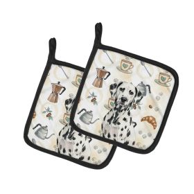 Dalmatian Coffee Bar Pair of Pot Holders Pair 7.5x7.5 Quilted Insulated Hot Pads Decorative Kitchen Gift Made in USA