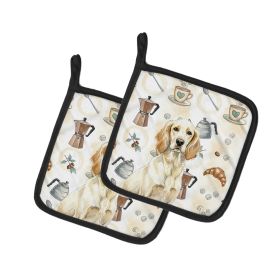 Lemon Belton English Setter Coffee Bar Pair of Pot Holders Pair 7.5x7.5 Quilted Insulated Hot Pads Decorative Kitchen Gift Made in USA