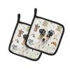 White and Black Jack Russell Terrier Coffee Bar Pair of Pot Holders Pair 7.5x7.5 Quilted Insulated Hot Pads Decorative Kitchen Gift Made in USA