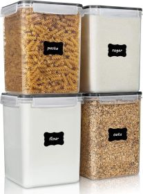 4 PCS Large Food Storage Containers 5.2L / 175oz, 4 Pieces BPA Free Plastic Airtight Canisters for Flour, Sugar, Baking Supplies, Rice with Lids