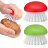 Vegetable Brush Scrubber for Food – 2Pcs Set Fruit and Veggie Brush – Silicone Top and Ultra-Strong Bristles Potato Scrubber – Palm Held Ergonomic Des