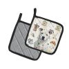 White American Staffordshire Terrier Coffee Bar Pair of Pot Holders Pair 7.5x7.5 Quilted Insulated Hot Pads Decorative Kitchen Gift Made in USA