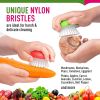 Vegetable Brush Scrubber for Food – 2Pcs Set Fruit and Veggie Brush – Silicone Top and Ultra-Strong Bristles Potato Scrubber – Palm Held Ergonomic Des