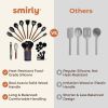 Kitchen Utensils Set – 22-Piece Silicone Cooking Utensils Set, Spatula Set with Holder, Wooden Handle Silicone Kitchen Gadgets for Nonstick Cookware