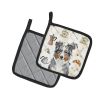 Blue Merle American Shepherd Coffee Bar Pair of Pot Holders Pair 7.5x7.5 Quilted Insulated Hot Pads Decorative Kitchen Gift Made in USA