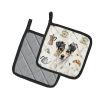 White and Black Jack Russell Terrier Coffee Bar Pair of Pot Holders Pair 7.5x7.5 Quilted Insulated Hot Pads Decorative Kitchen Gift Made in USA