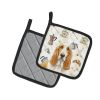 Lemon and White Basset Hound Coffee Bar Pair of Pot Holders Pair 7.5x7.5 Quilted Insulated Hot Pads Decorative Kitchen Gift Made in USA