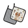 Orange Belton English Setter Coffee Bar Pair of Pot Holders Pair 7.5x7.5 Quilted Insulated Hot Pads Decorative Kitchen Gift Made in USA