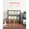 Coffee Mug Holder for Countertop, 16 Hooks Coffee Cup Holder with Storage Base, 2 Tier Mugs Tree Rack Carbon Steel & Wood Mug Display Stand