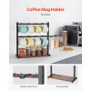 Coffee Mug Holder for Countertop, 16 Hooks Coffee Cup Holder with Storage Base, 2 Tier Mugs Tree Rack Carbon Steel & Wood Mug Display Stand